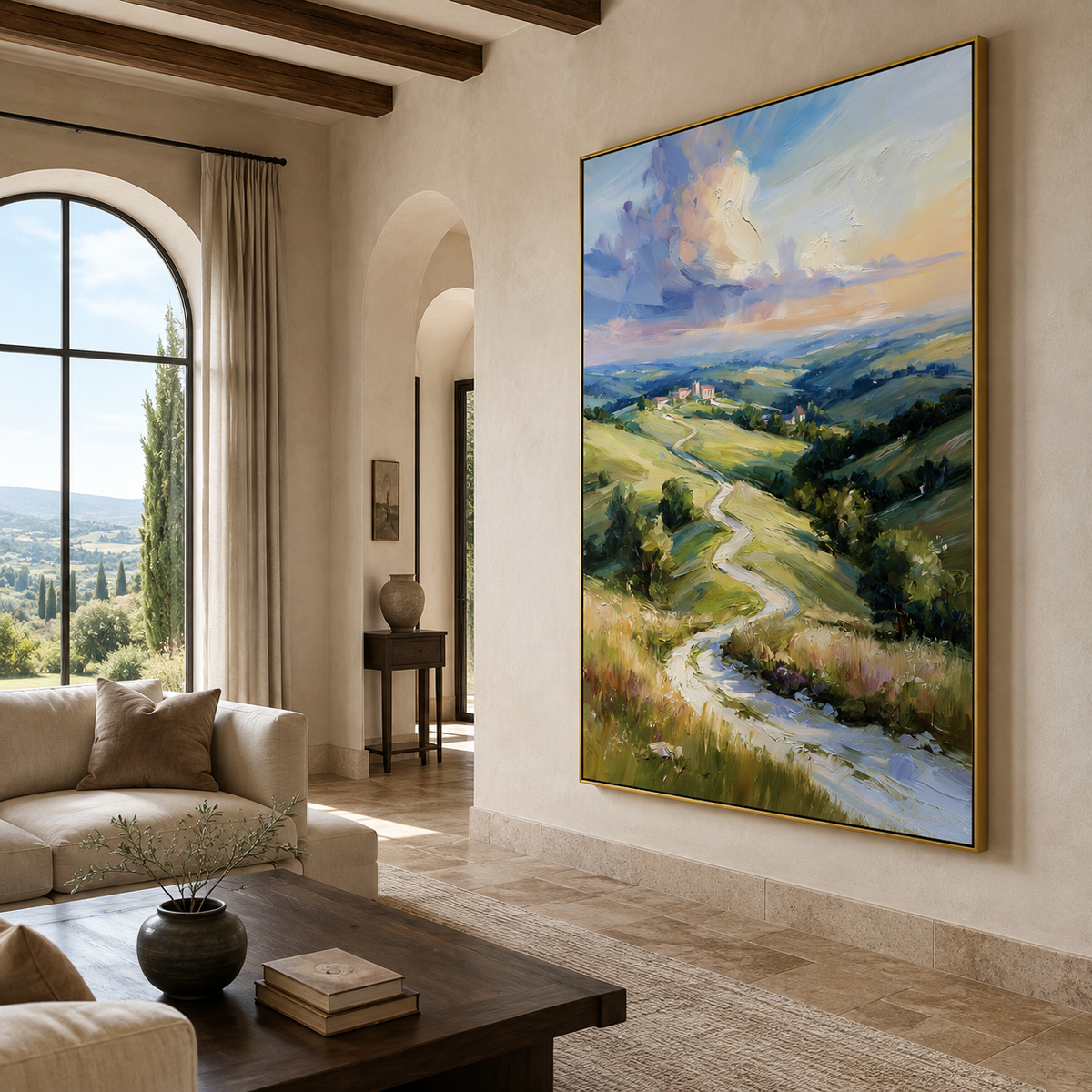 Pastoral Horizon-Rolling Hills Landscape Painting