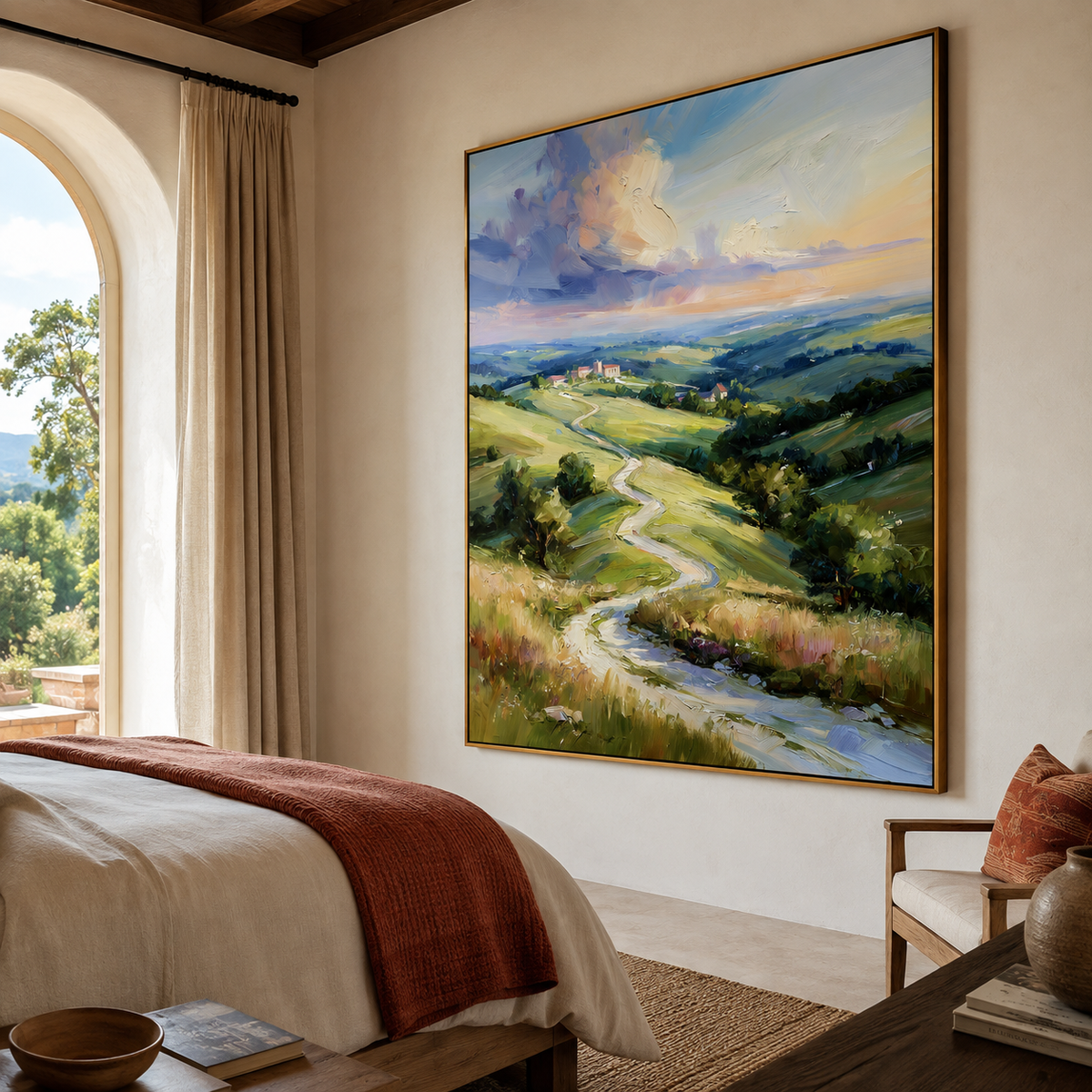 Pastoral Horizon-Rolling Hills Landscape Painting