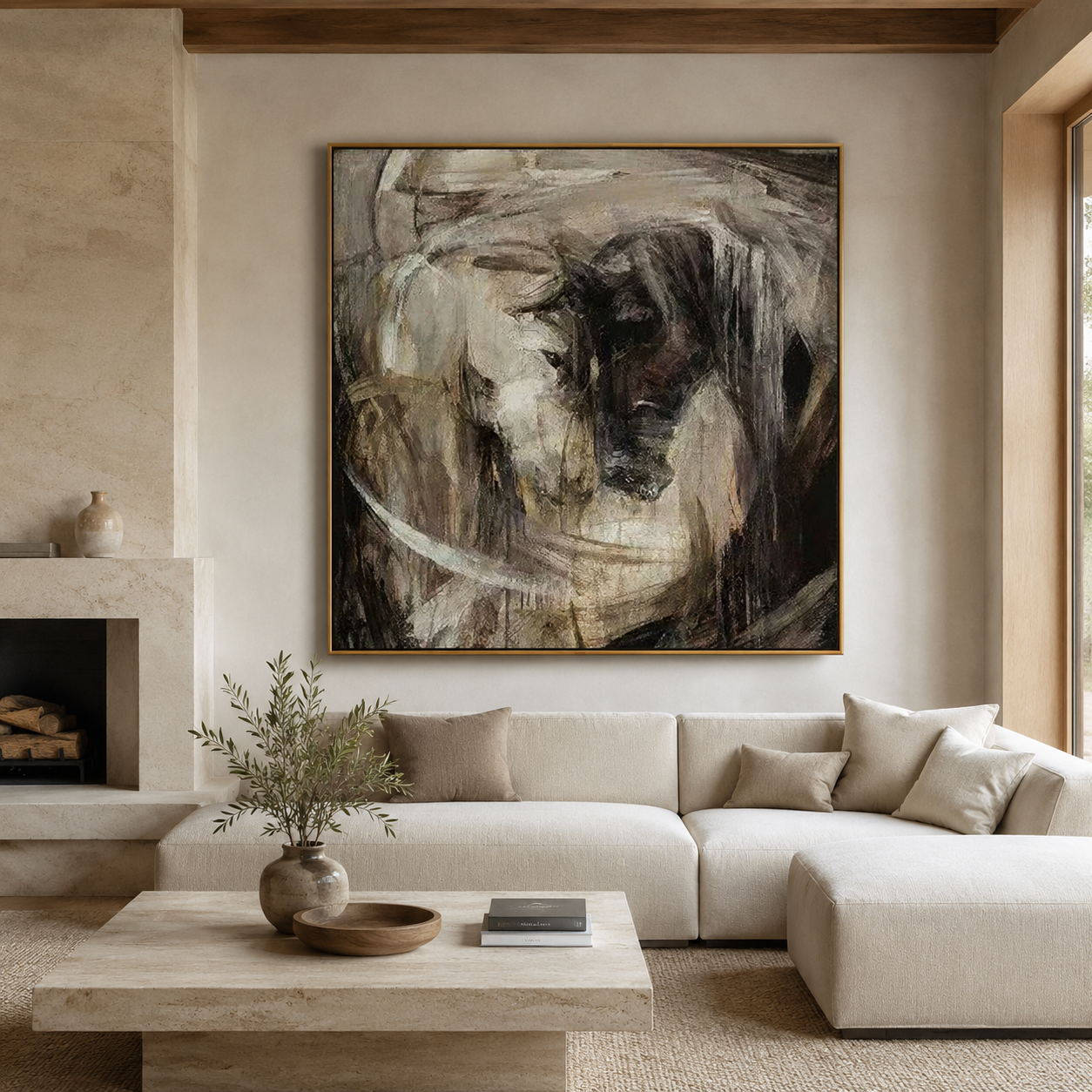Monochrome Horse Whisper-Abstract Horse Painting
