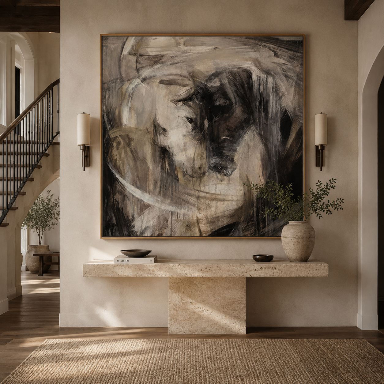 Monochrome Horse Whisper-Abstract Horse Painting