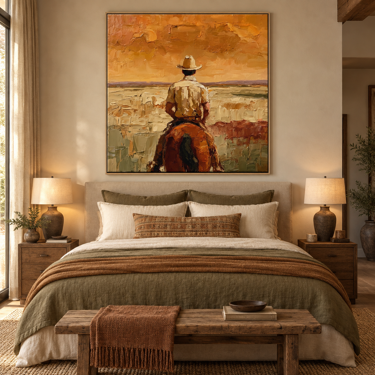 Amber Horizon-Western Cowboy Horse Painting