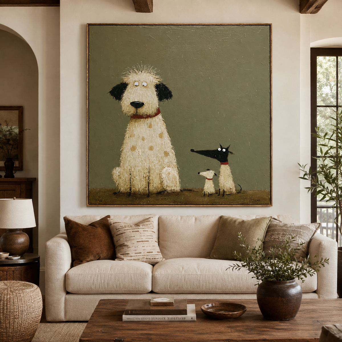 Playful Dog Family-Pop Art Animal Painting