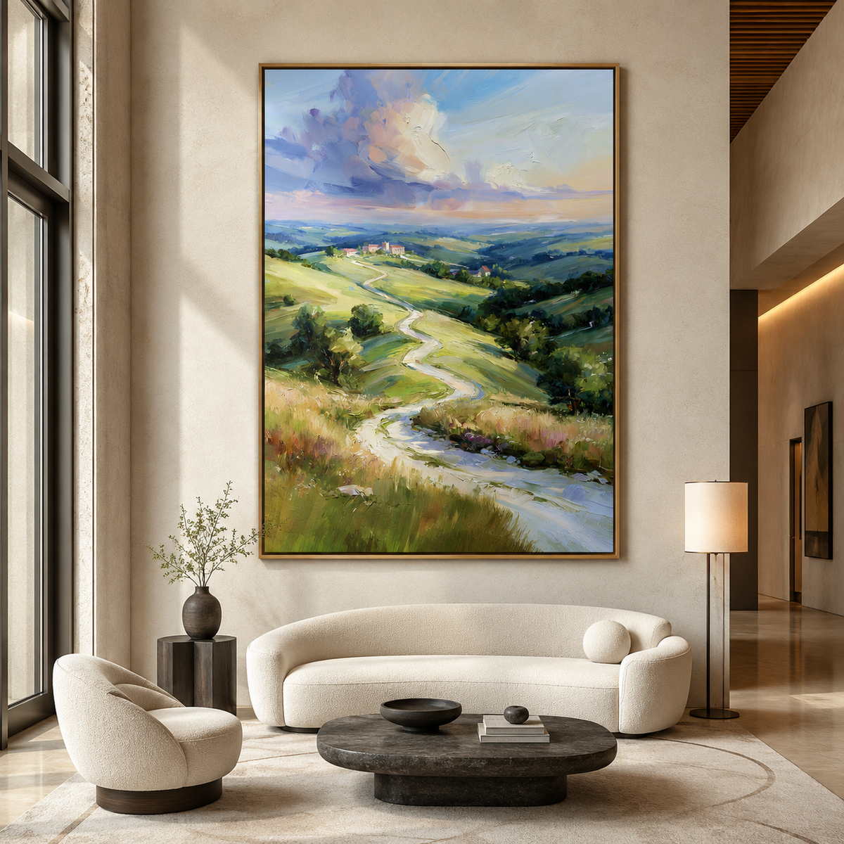 Pastoral Horizon-Rolling Hills Landscape Painting