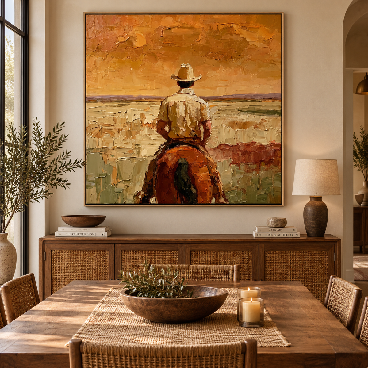 Amber Horizon-Western Cowboy Horse Painting