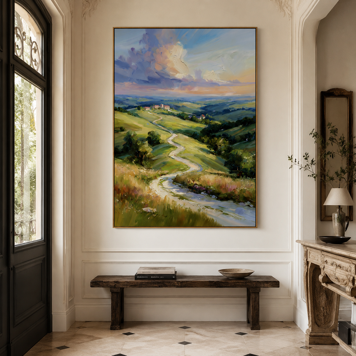 Pastoral Horizon-Rolling Hills Landscape Painting