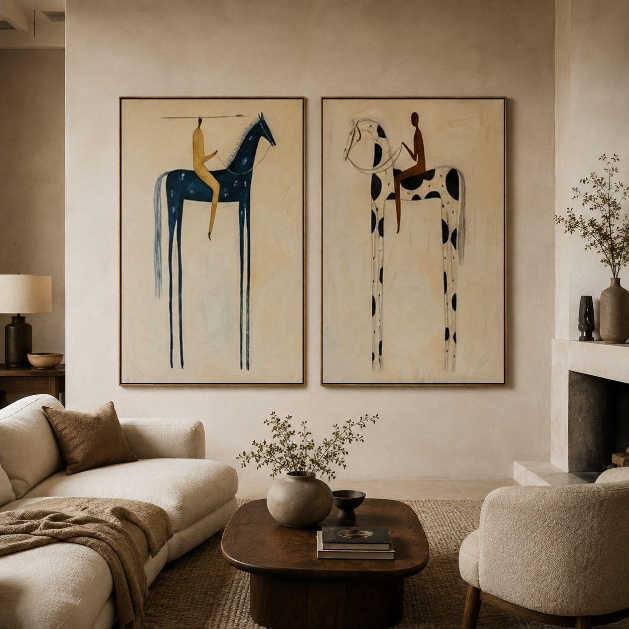 Midnight Riders-Two Horse Figurative Painting