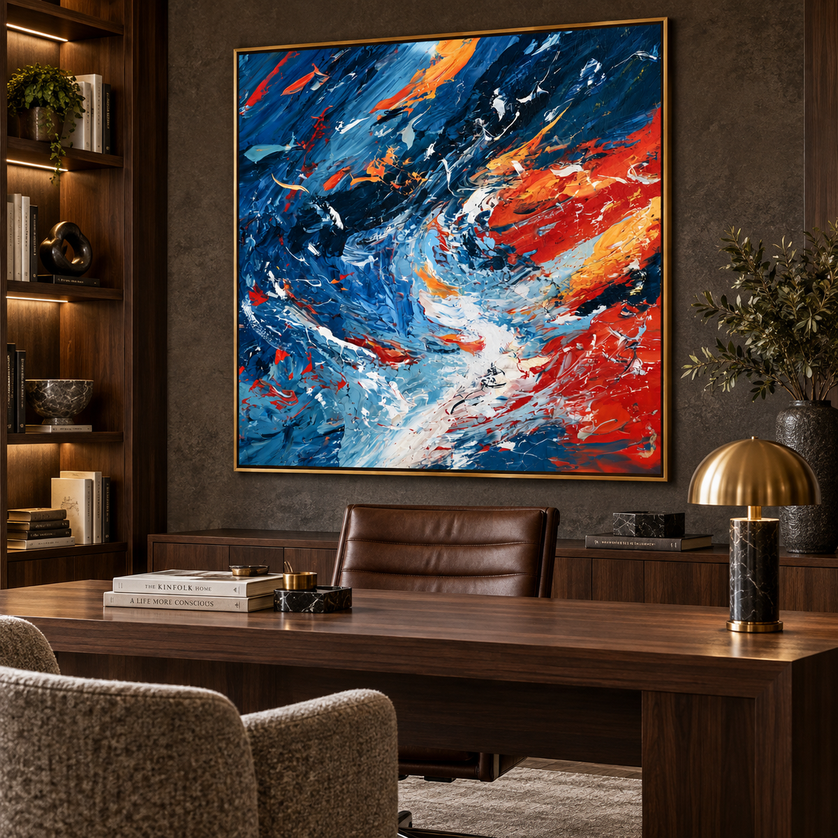 Oceanic Storm-Blue Abstract Texture Painting