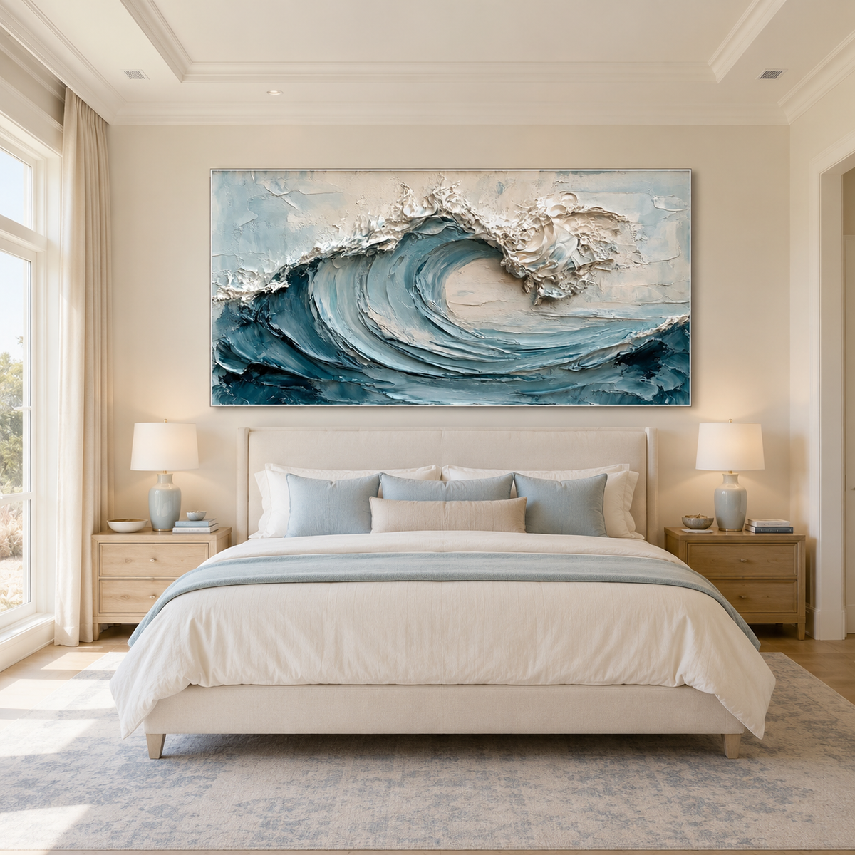 Ocean Crest-Blue Impasto Wave Painting