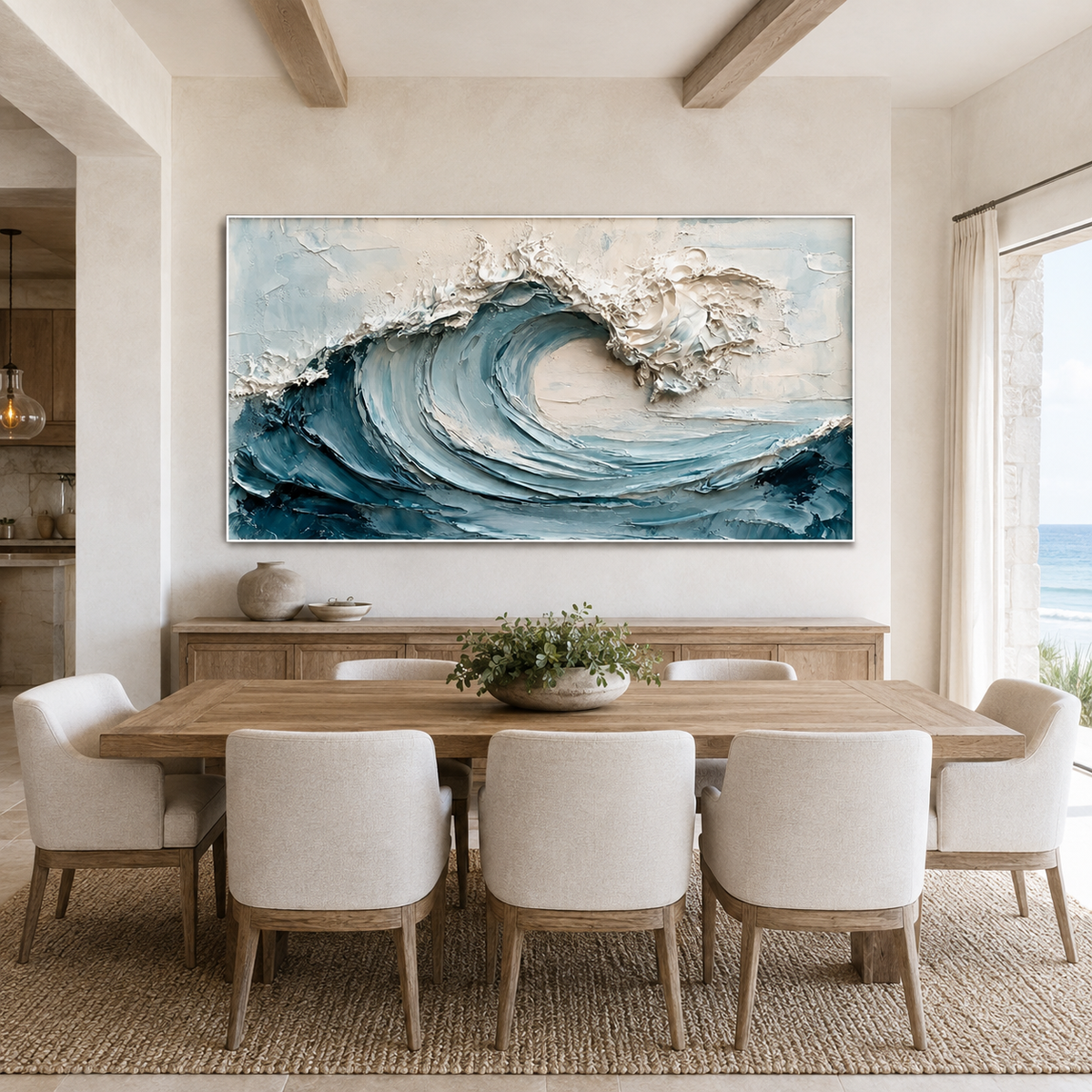 Ocean Crest-Blue Impasto Wave Painting