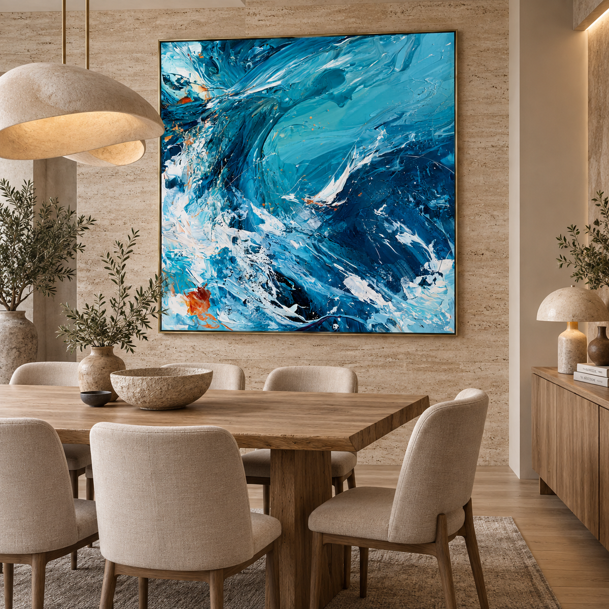Oceanic Flow-Turquoise Abstract Texture Painting