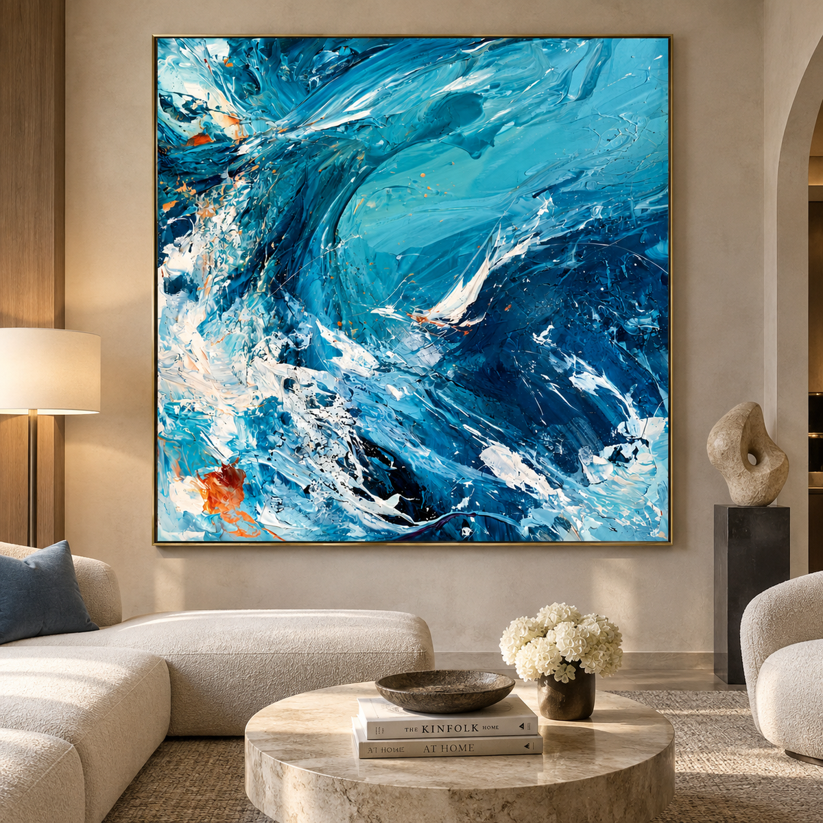 Oceanic Flow-Turquoise Abstract Texture Painting