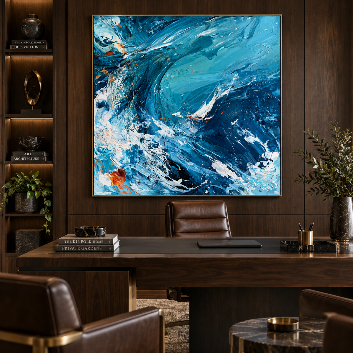 Oceanic Flow-Turquoise Abstract Texture Painting
