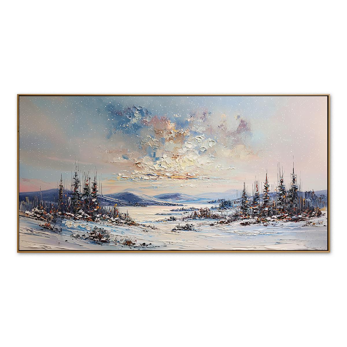 Winter Horizon-Snowy Landscape Texture Oil Painting