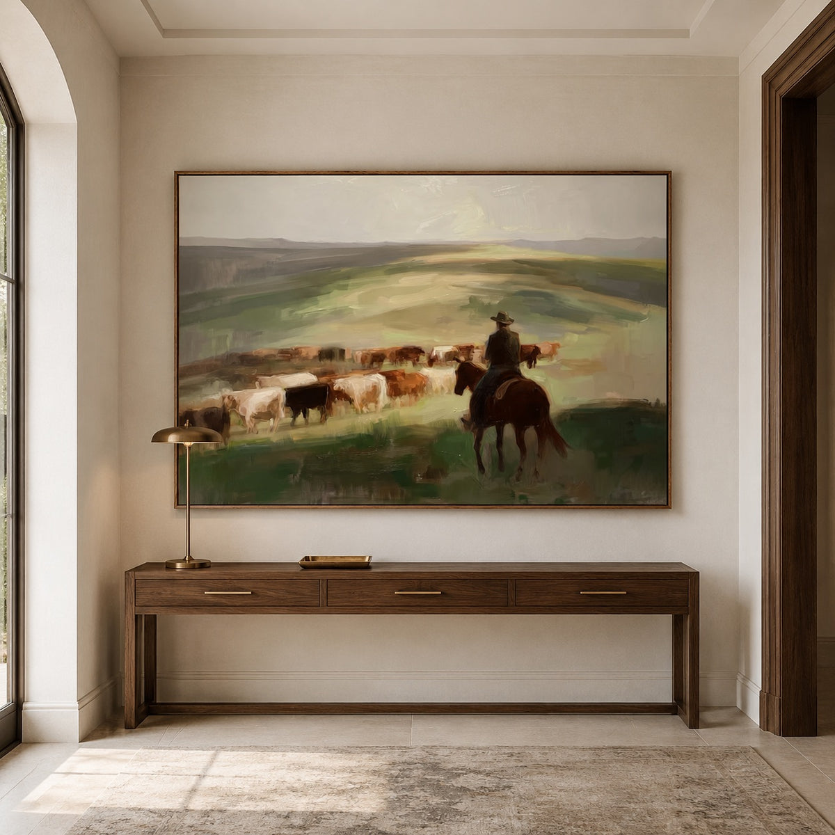 Open Range-Cattle Drive Oil Painting