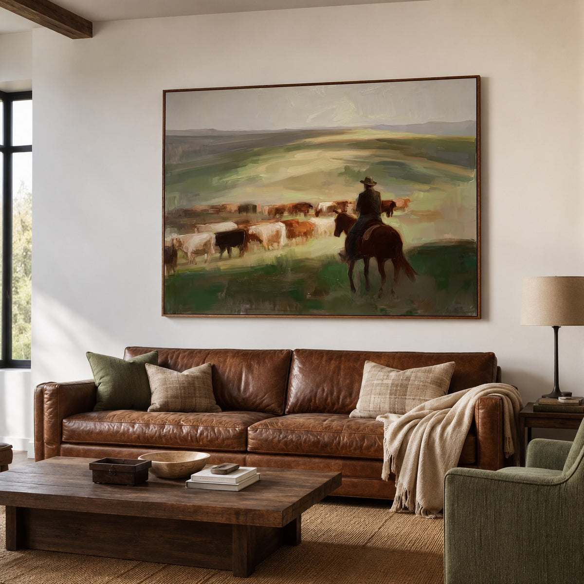 Open Range-Cattle Drive Oil Painting