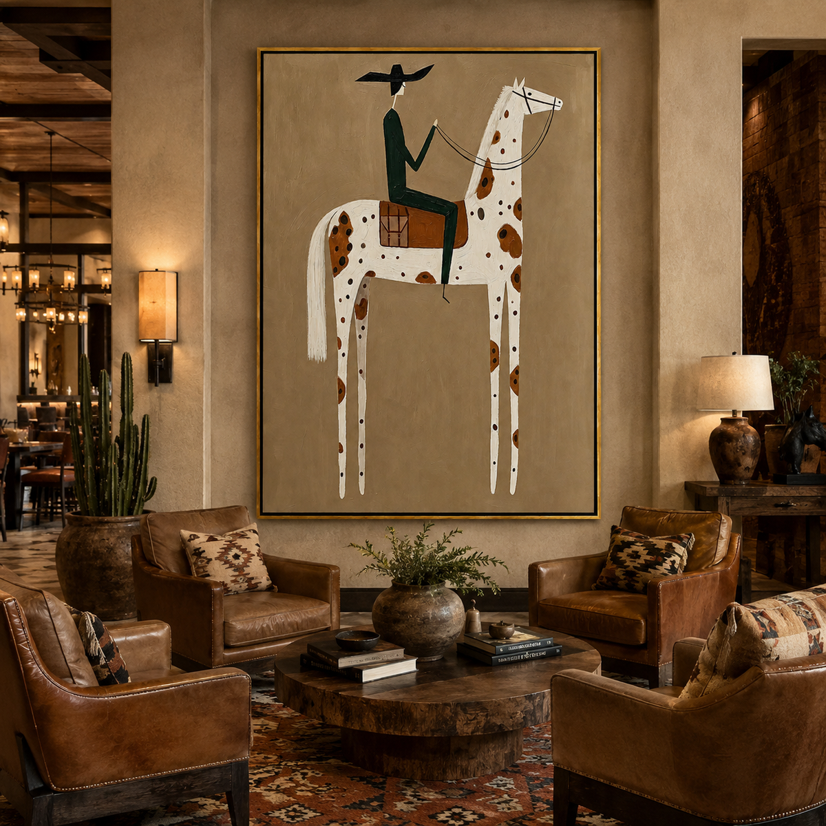 Prairie Rider-Spotted Horse Western Painting