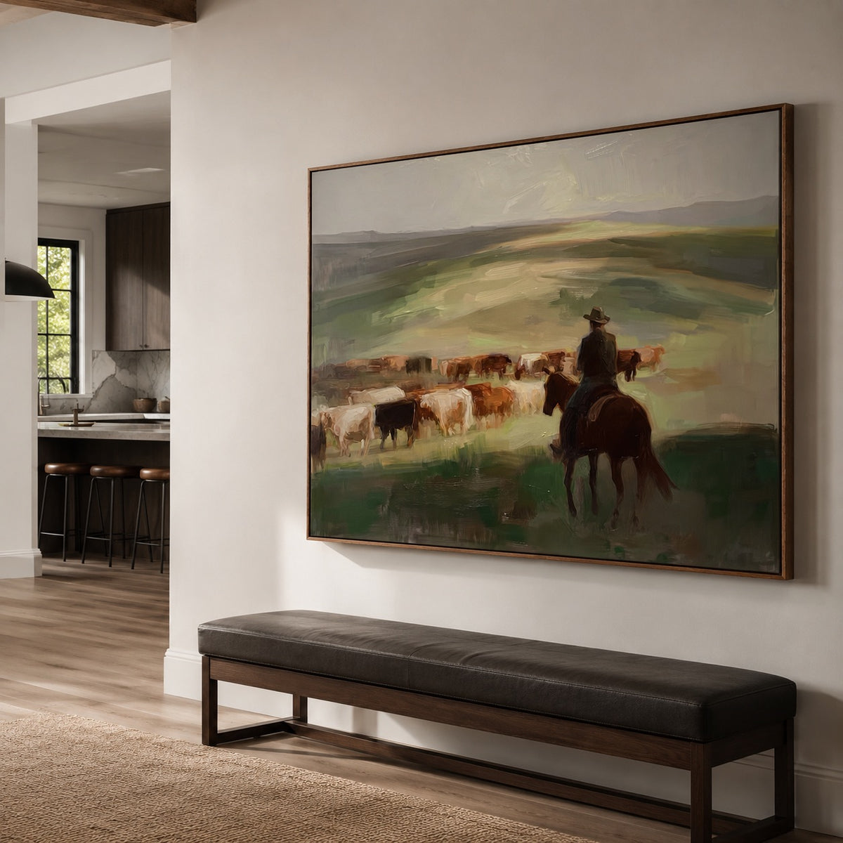 Open Range-Cattle Drive Oil Painting
