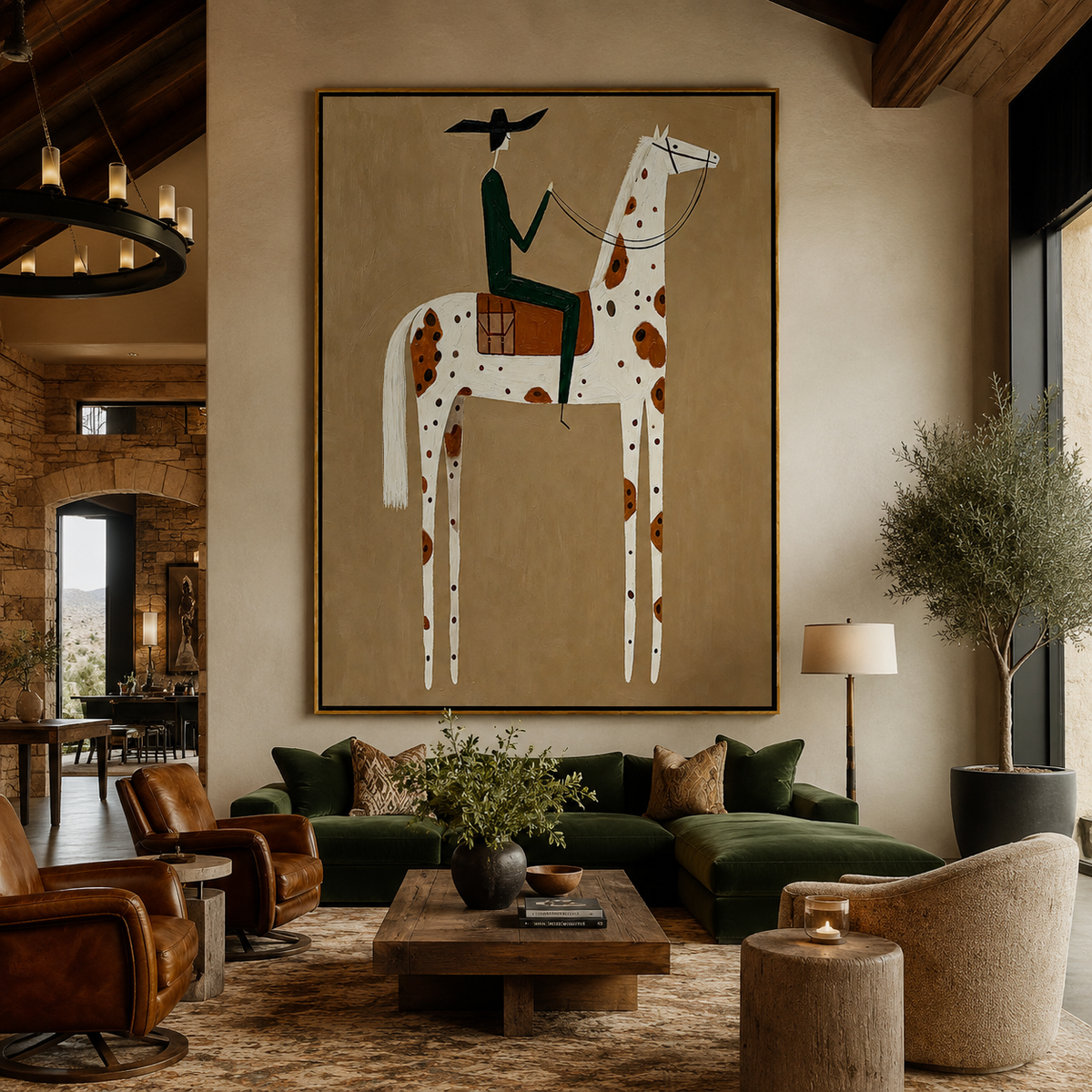 Prairie Rider-Spotted Horse Western Painting