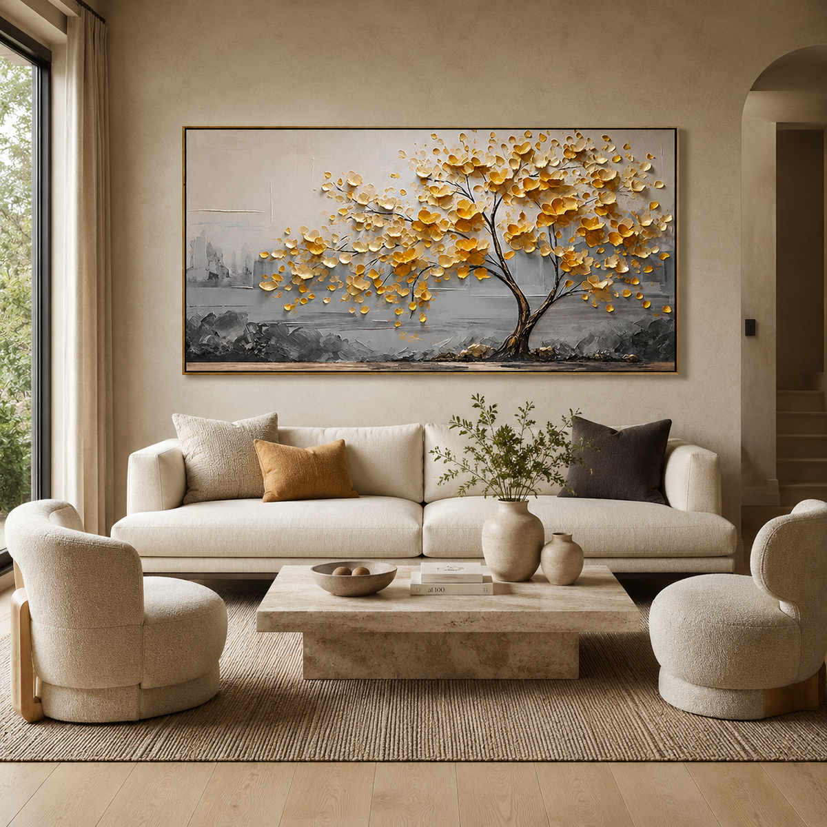 Golden Canopy-Gold Tree Landscape Painting
