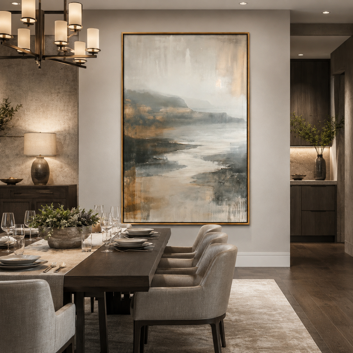 Misty Passage-Neutral Coastal Landscape Painting