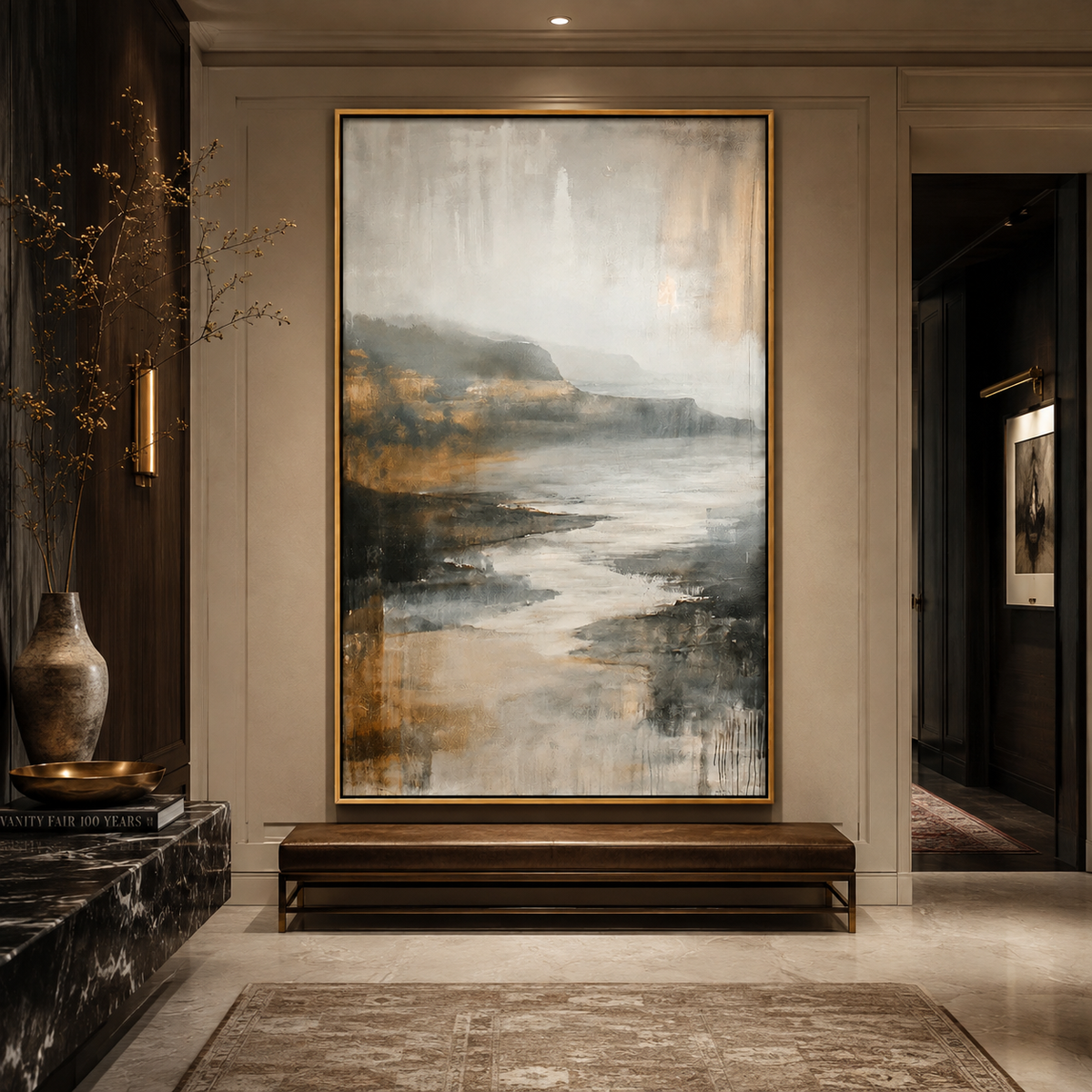 Misty Passage-Neutral Coastal Landscape Painting