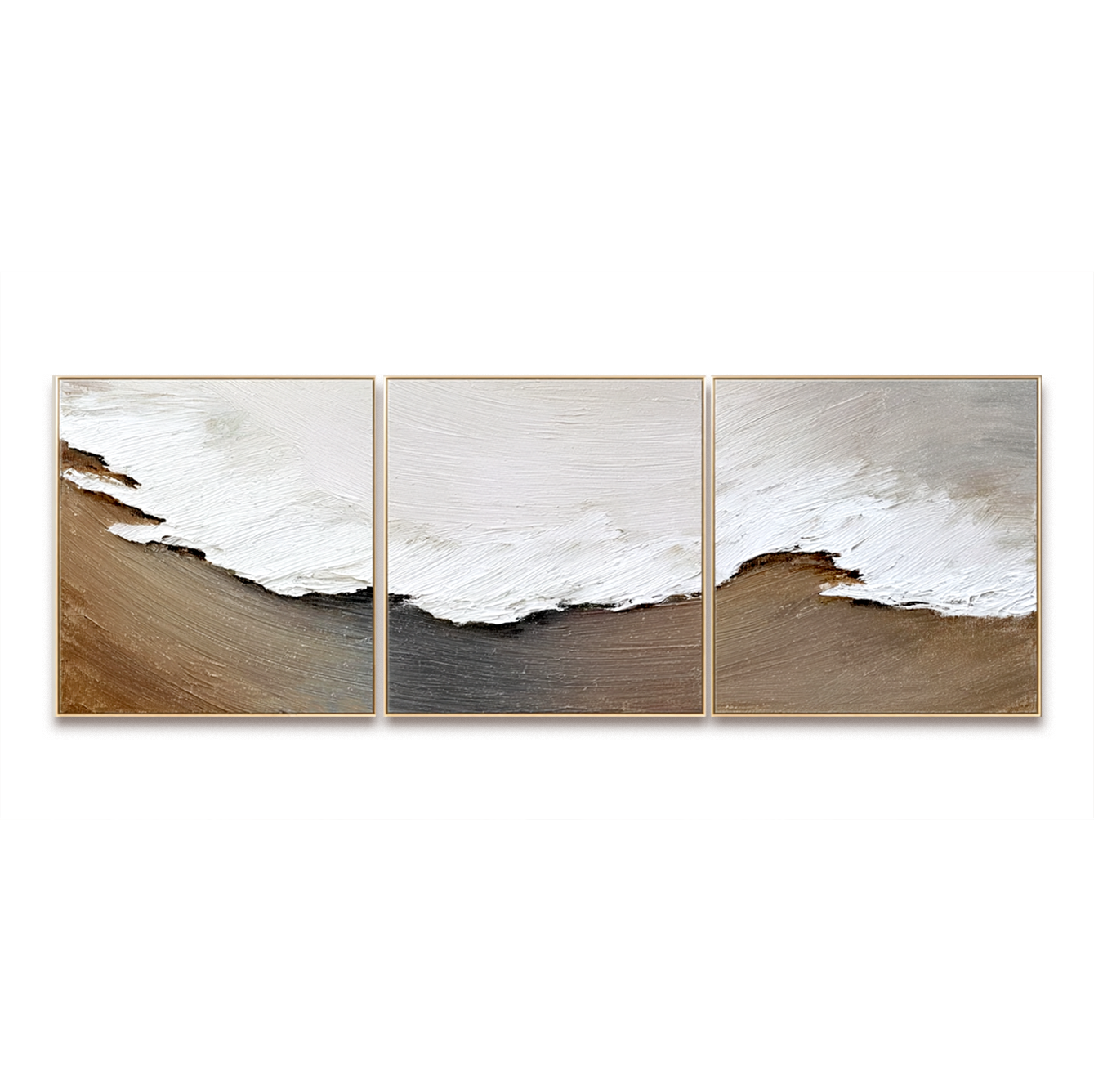 Silent Ridge-Neutral Abstract Triptych Painting