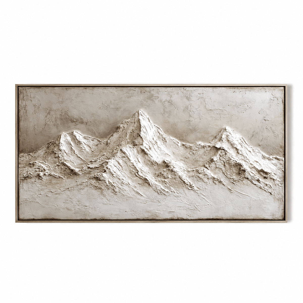 Ivory Peaks-Beige Mountain Relief Painting