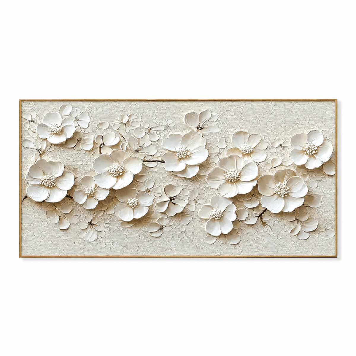 Ivory Blossom-White Floral Relief Painting