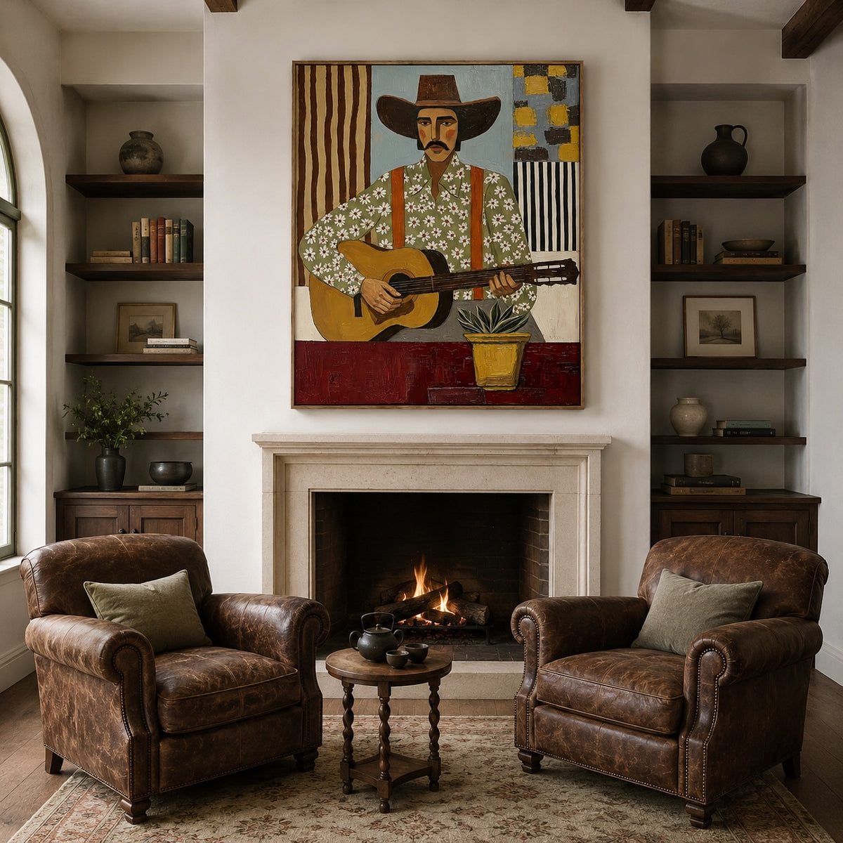 Desert Melody-Cowboy Guitar Oil Painting
