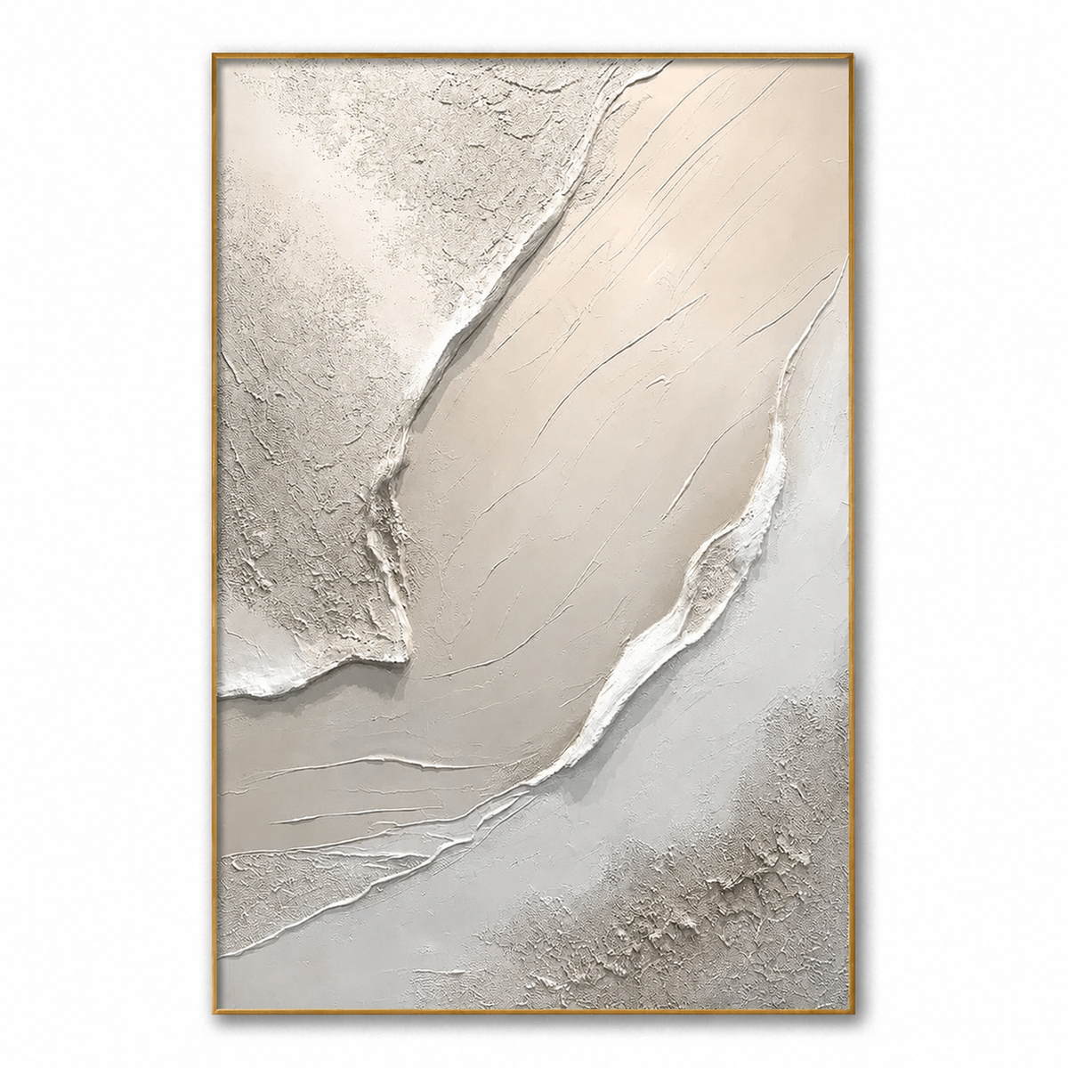 Ivory Rift-Cream Textured Abstract Painting