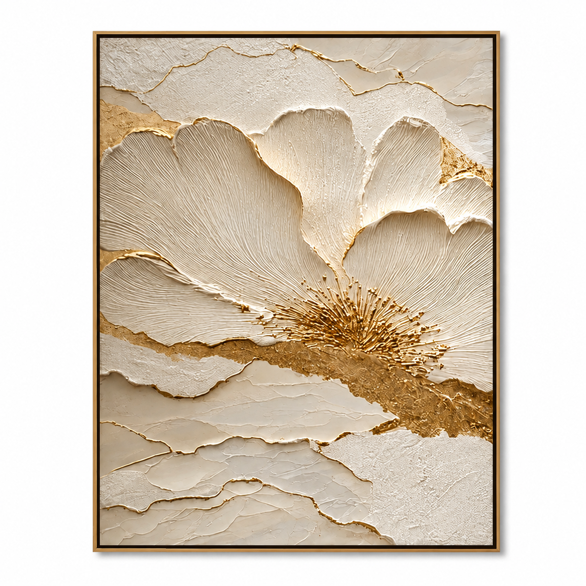 Golden Bloom Essence-Textured Floral Painting