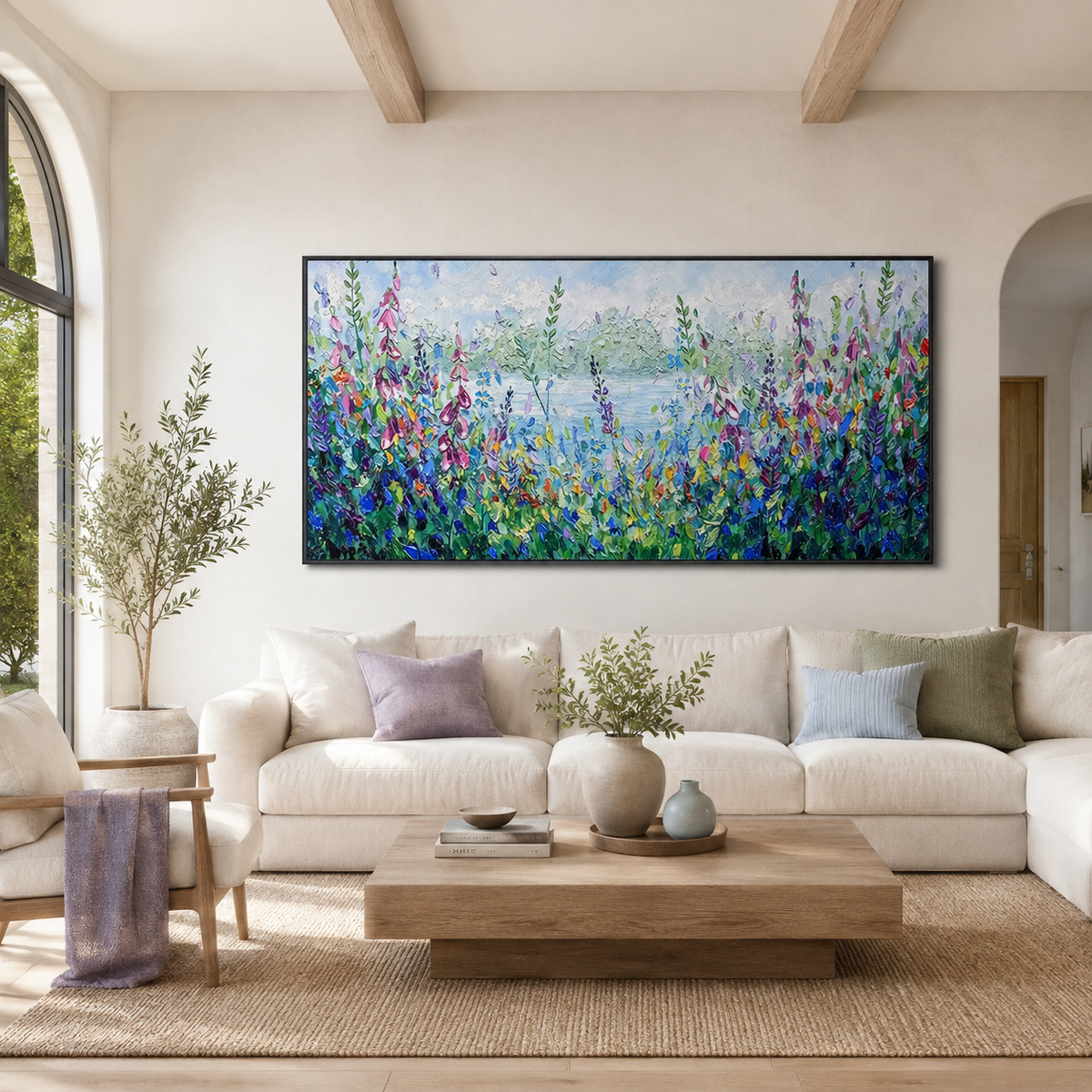 Meadow Reverie-Colorful Wildflower Landscape Painting