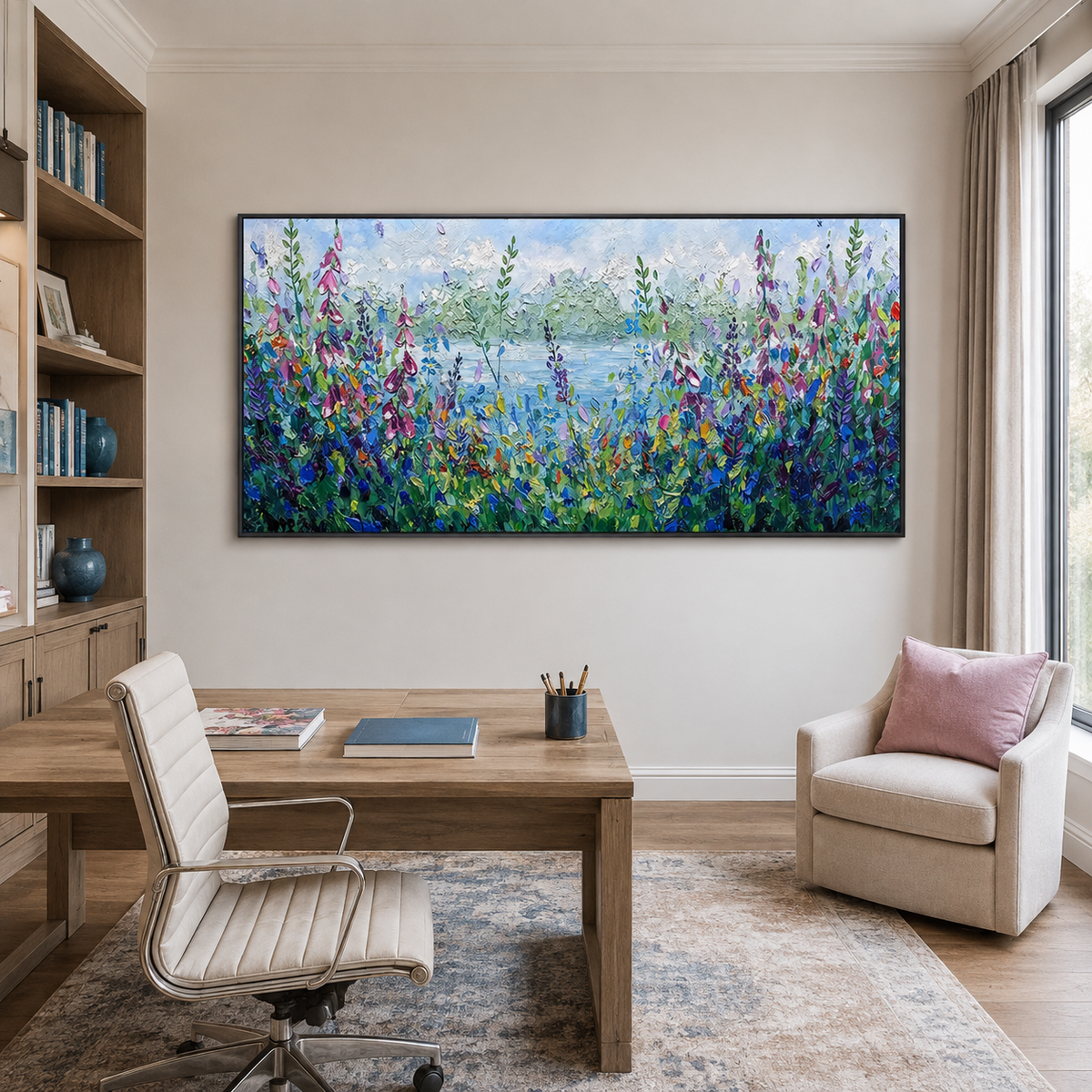 Meadow Reverie-Colorful Wildflower Landscape Painting