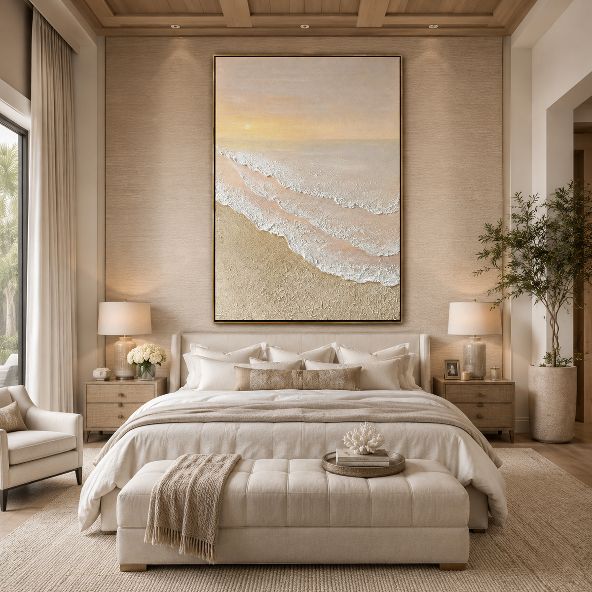 Blush Tide-Pastel Coastal Sunset Painting