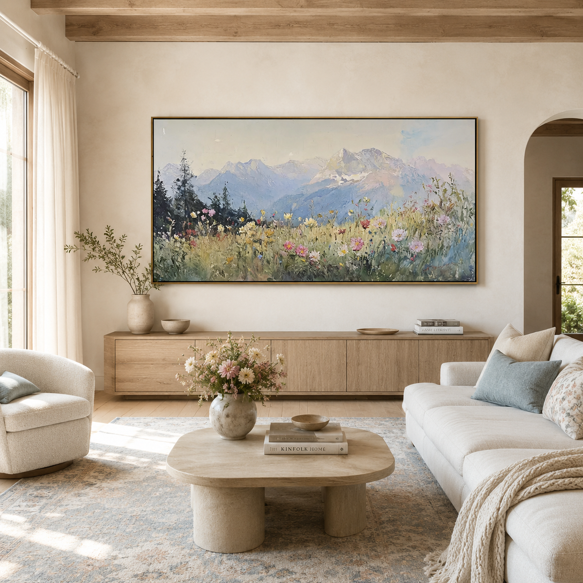 Highland Bloom-Pastel Mountain Meadow Painting