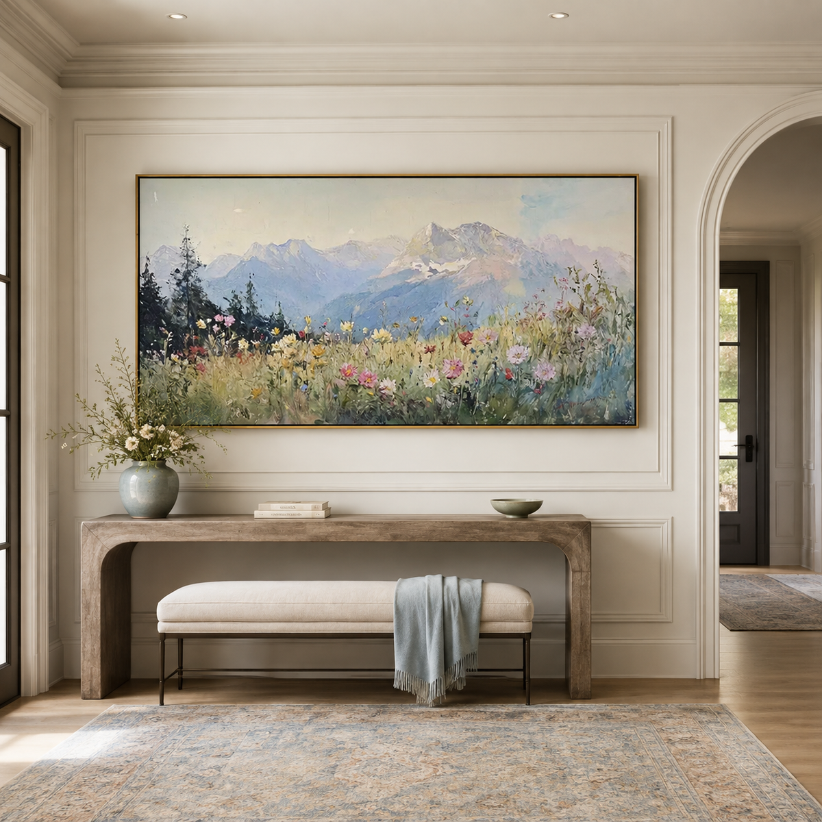 Highland Bloom-Pastel Mountain Meadow Painting