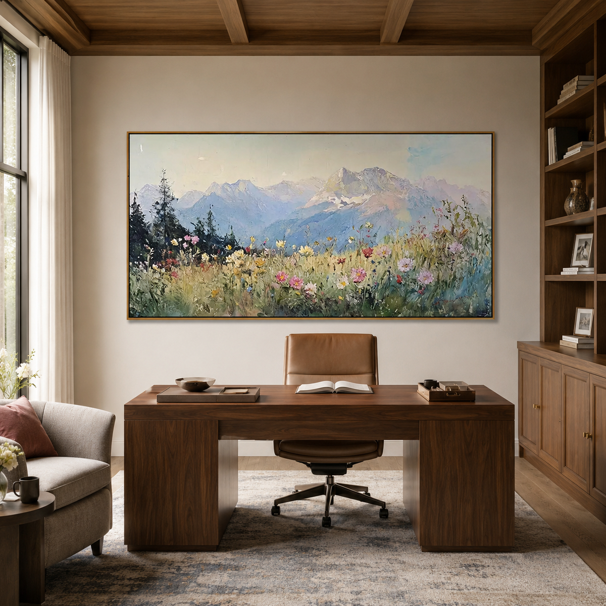 Highland Bloom-Pastel Mountain Meadow Painting