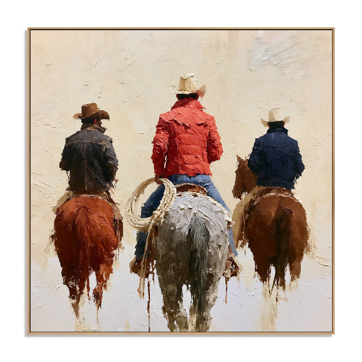 Red Trail-Three Cowboy Horse Painting