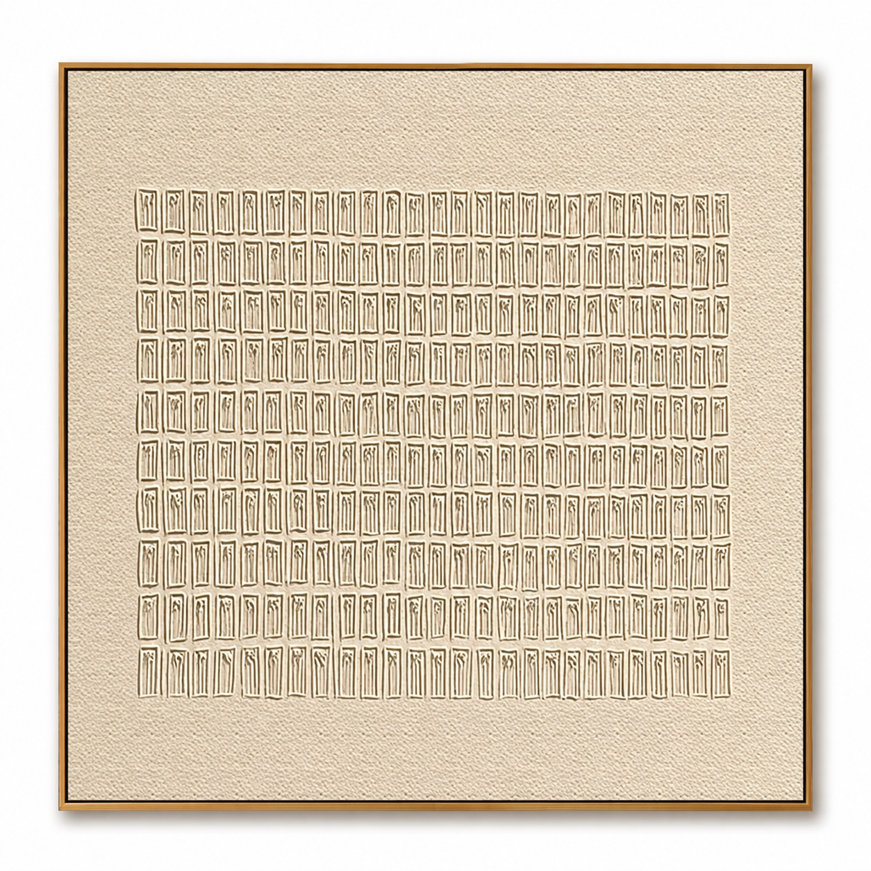 Silent Grid-Ivory Geometric Texture Painting