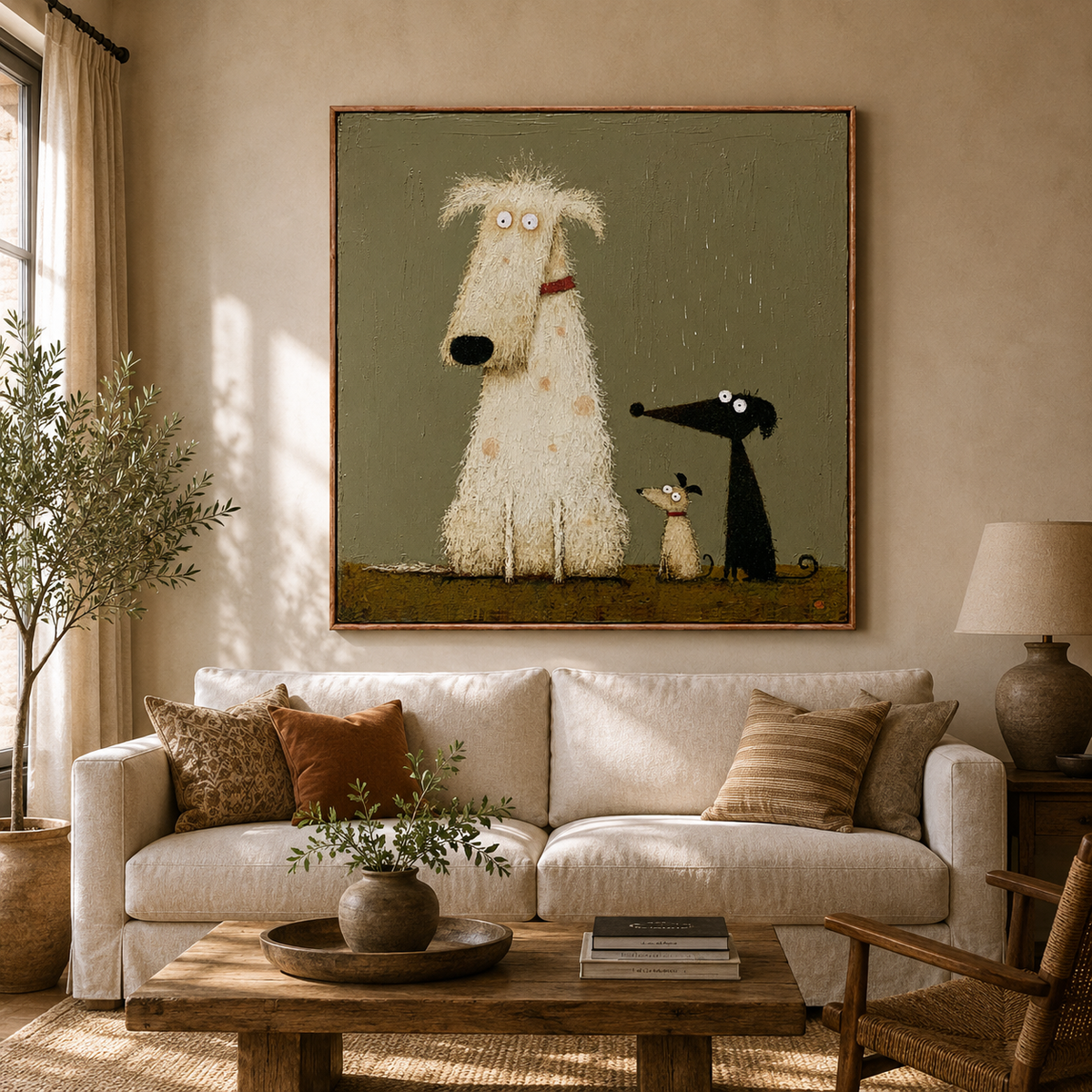 Whimsical Dog Family-Pop Art Animal Painting