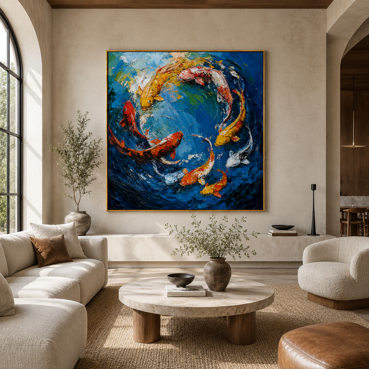 Celestial Current-Vibrant Koi Fish Painting