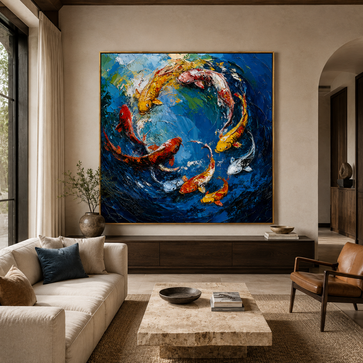 Celestial Current-Vibrant Koi Fish Painting