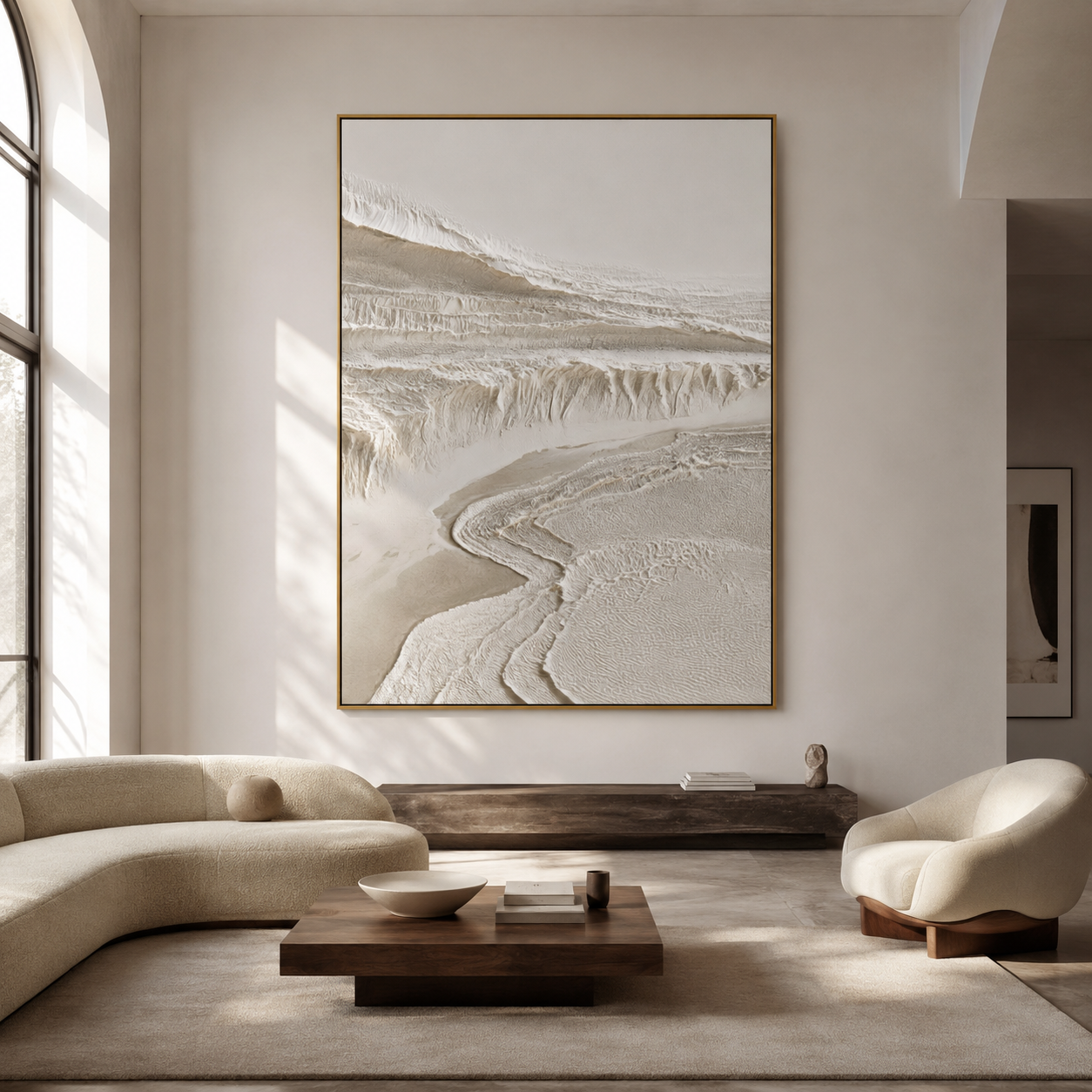 Ivory Canyon Flow-Neutral Textured Abstract Painting