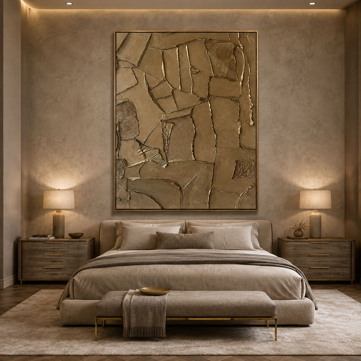 Bronze Mosaic-Metallic Textured Abstract Painting