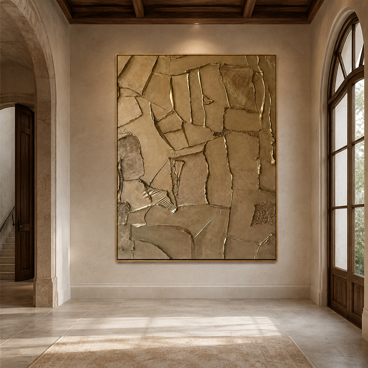 Bronze Mosaic-Metallic Textured Abstract Painting