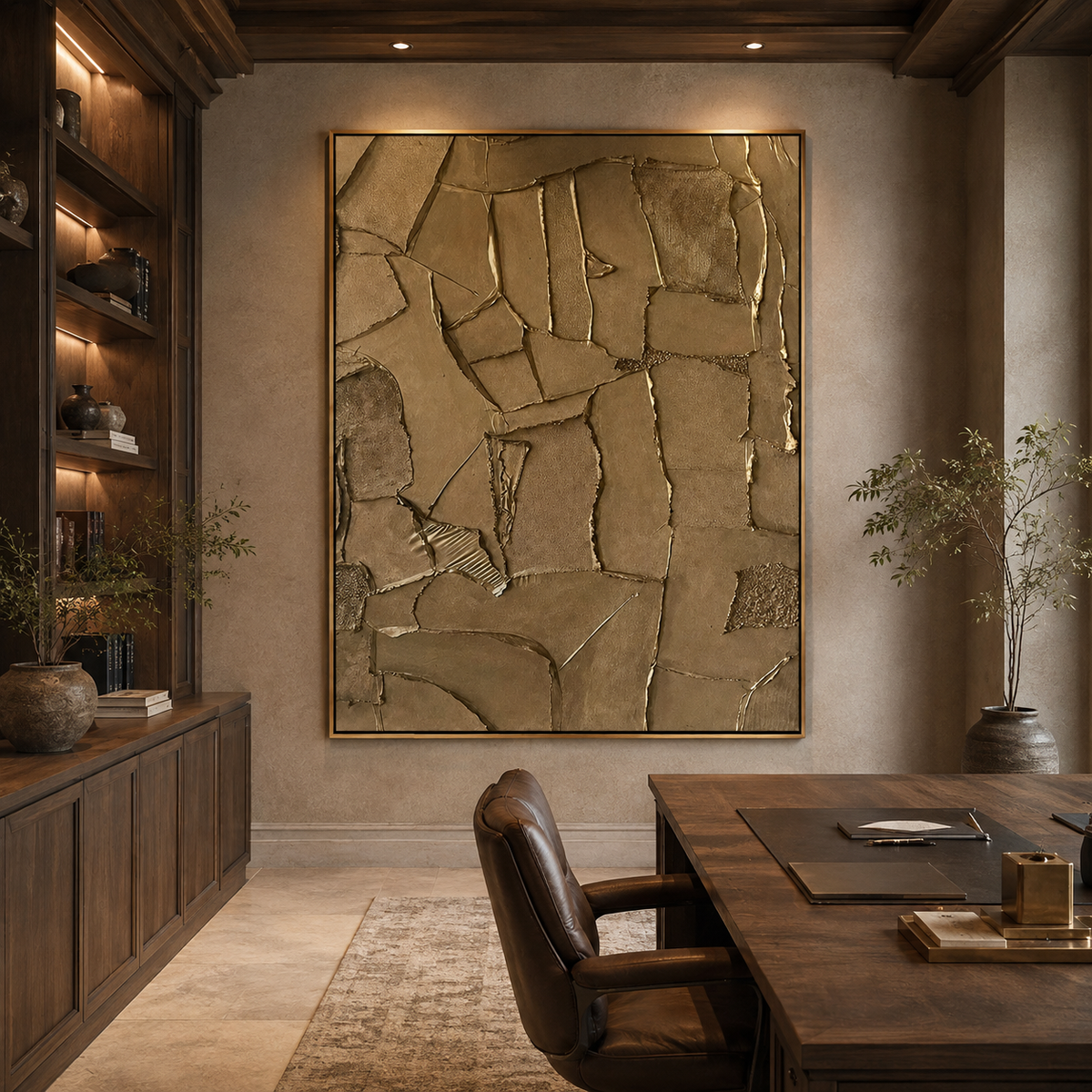Bronze Mosaic-Metallic Textured Abstract Painting