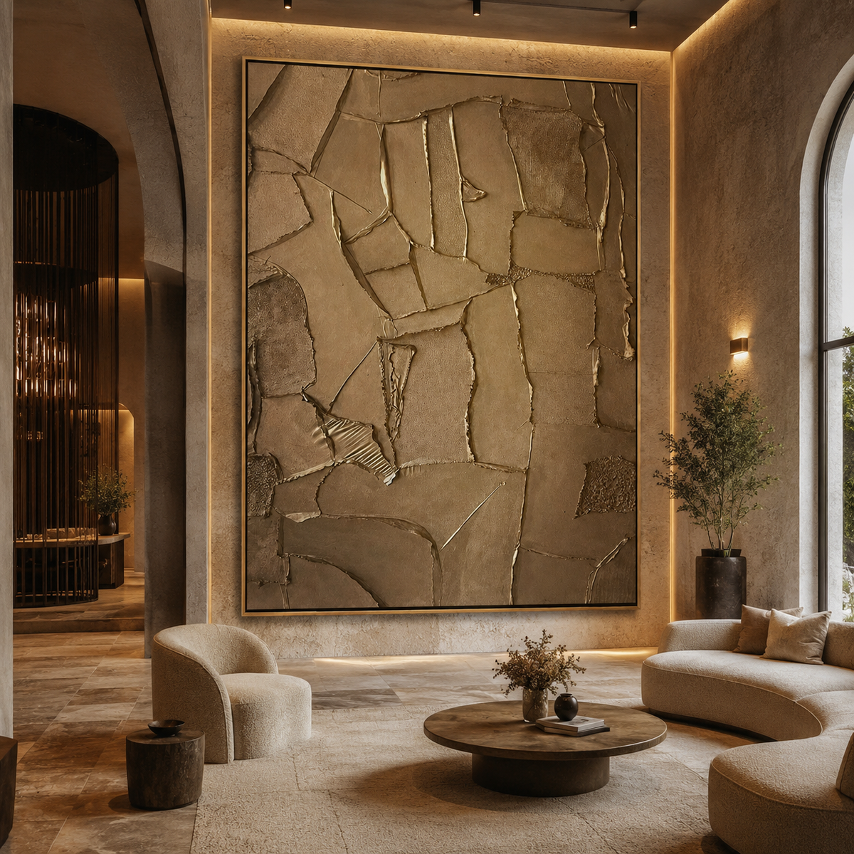 Bronze Mosaic-Metallic Textured Abstract Painting