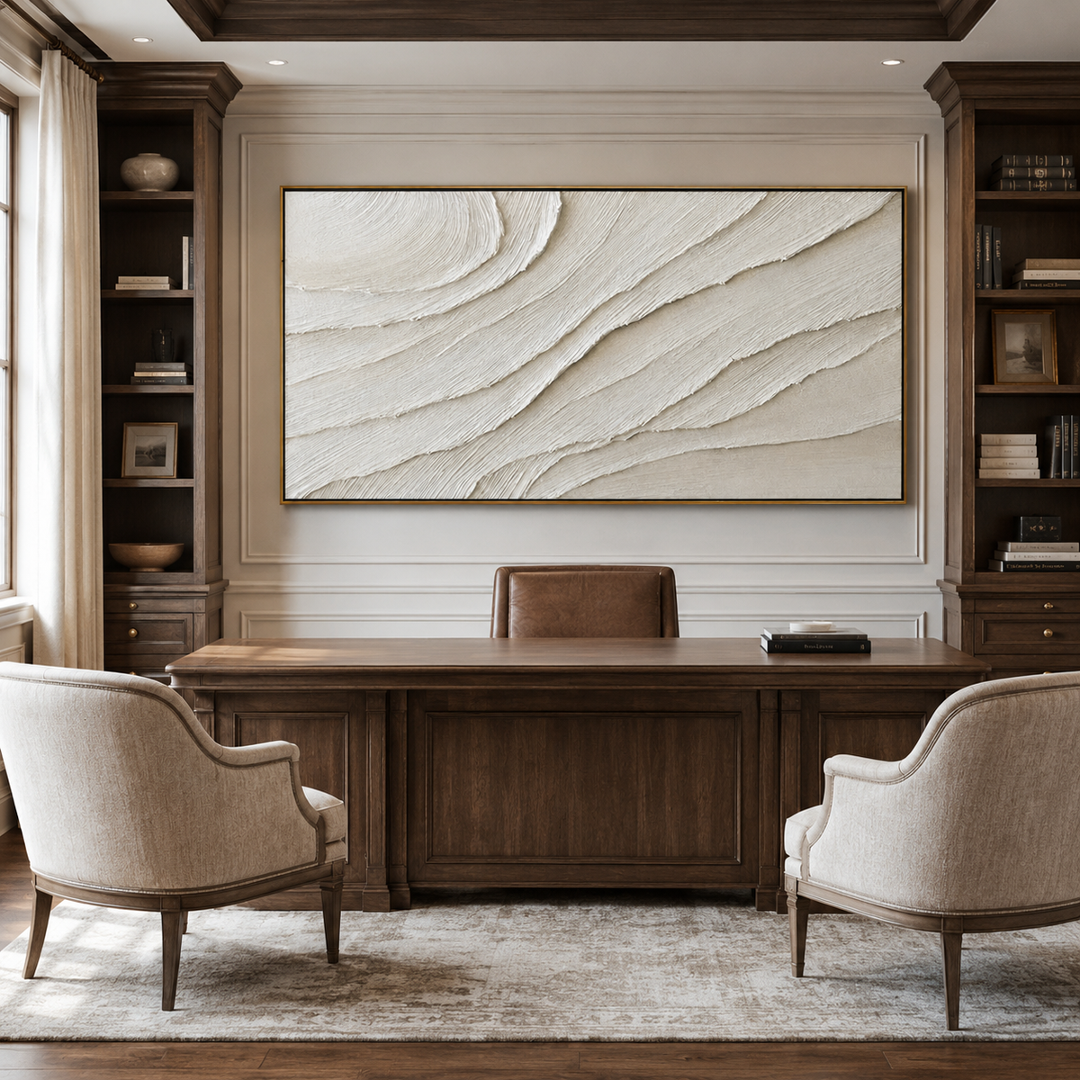 Quiet Strata-Ivory Textured Abstract Painting