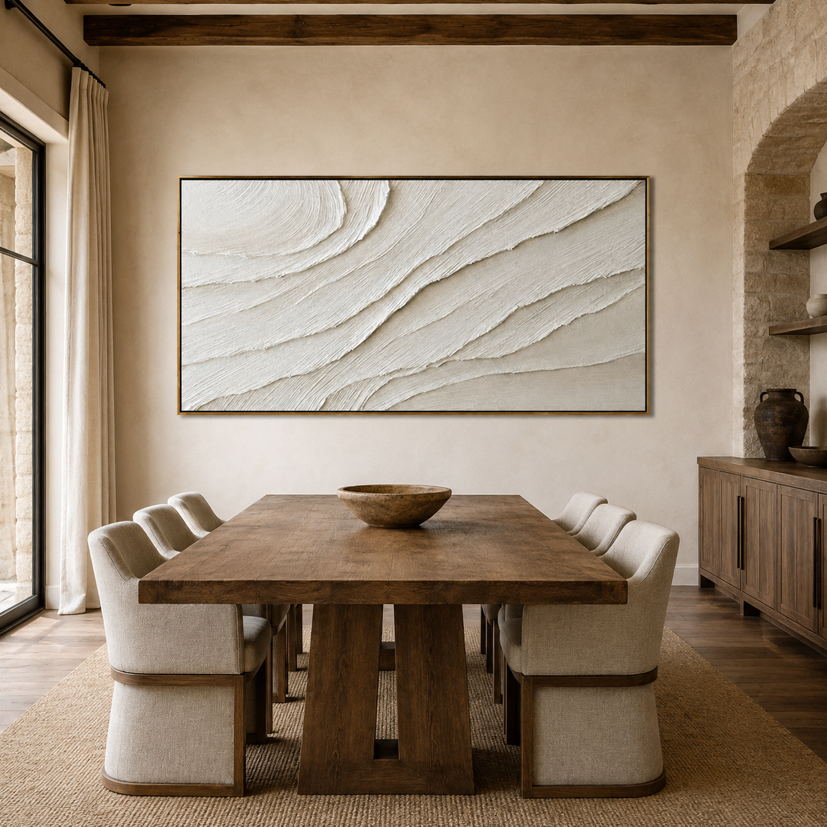 Quiet Strata-Ivory Textured Abstract Painting