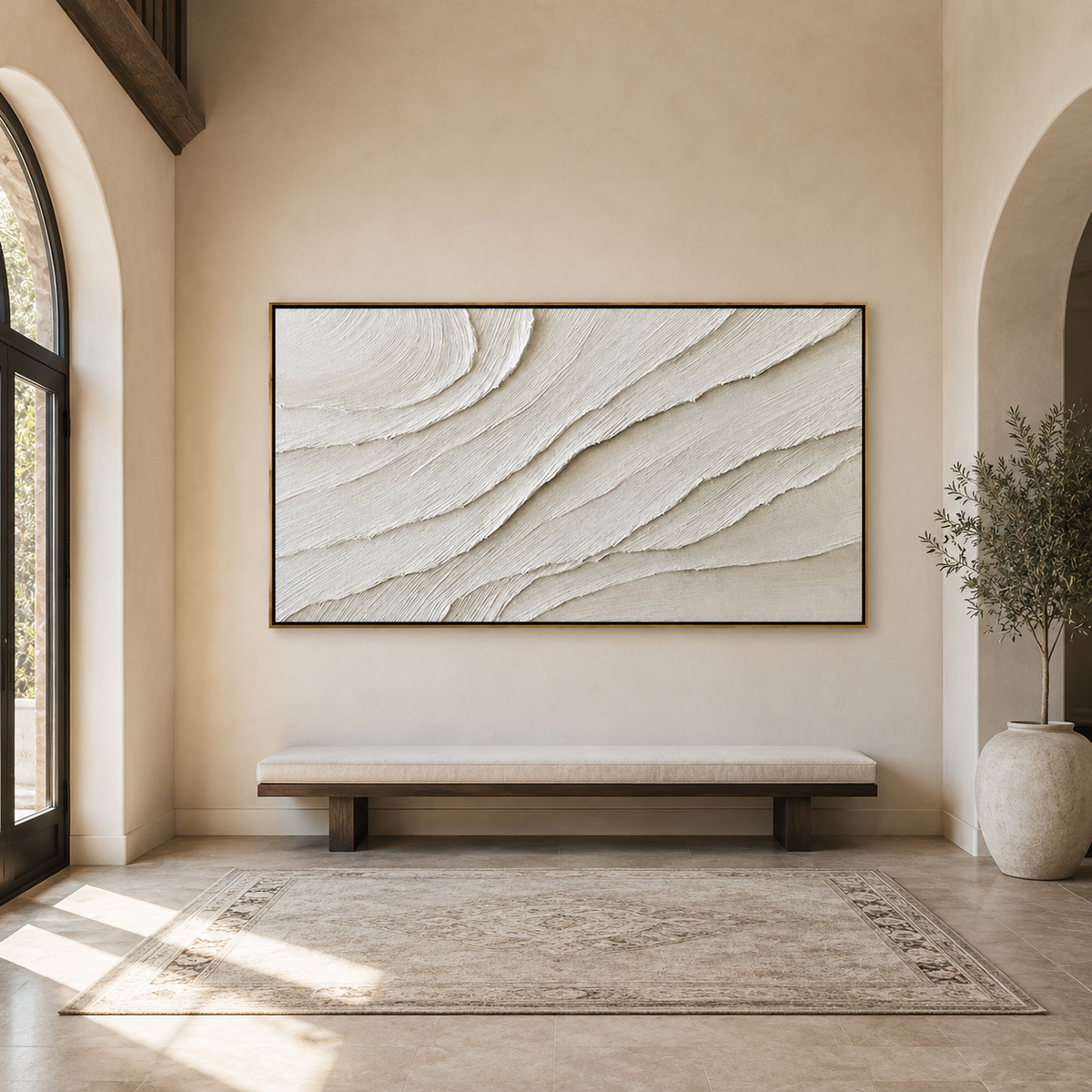 Quiet Strata-Ivory Textured Abstract Painting